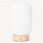 Lilly Unique Rechargeable Lamp – Frosted Glass & Wooden Base, Dimmable, 3 Light Modes Tavellio