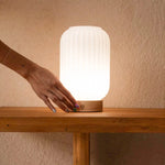 Lilly Unique Rechargeable Lamp – Frosted Glass & Wooden Base, Dimmable, 3 Light Modes Tavellio