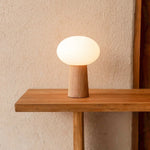 Max - Wooden cordless and rechargeable table lamp with glass Tavellio