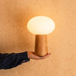 Max - Wooden cordless and rechargeable table lamp with glass Tavellio