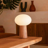 Max - Wooden cordless and rechargeable table lamp with glass Tavellio