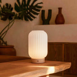 Lilly Unique Rechargeable Lamp – Frosted Glass & Wooden Base, Dimmable, 3 Light Modes Tavellio