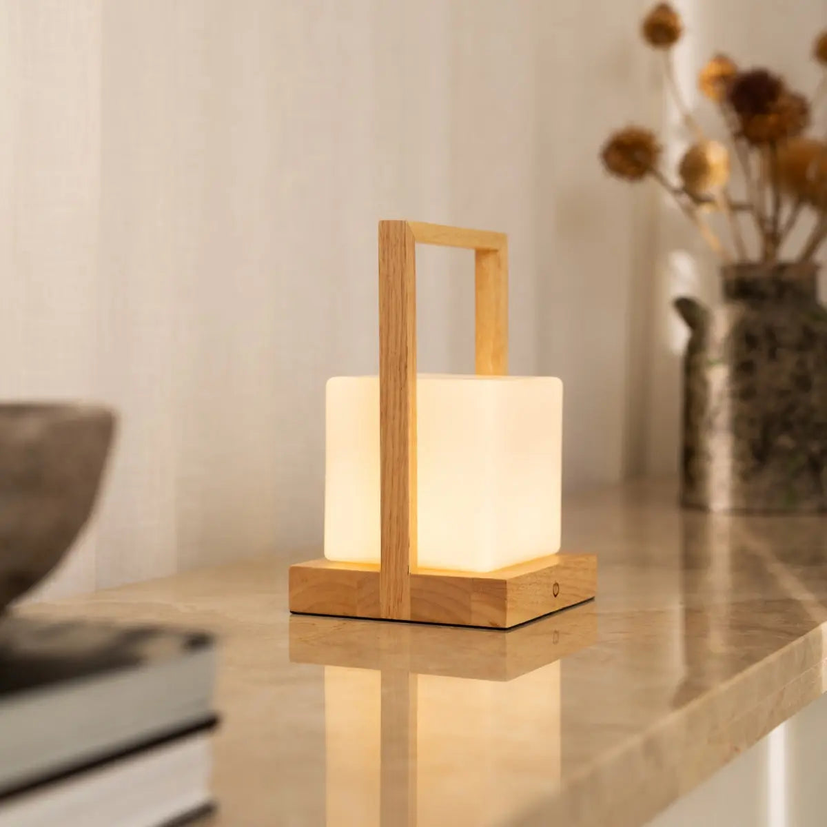 Noah light brown - Portable wooden rechargeable lamp Tavellio