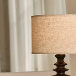 Bodhi Dark Brown Wooden Lamp with Beige Lampshade – Elegant Lighting for Any Room Tavellio