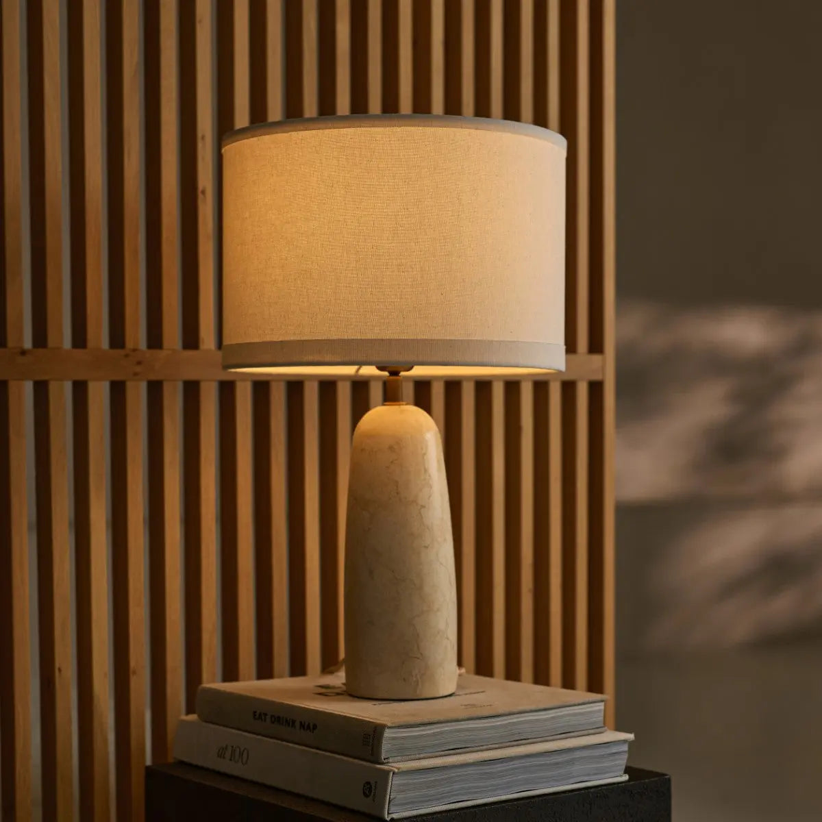 Charlotte Marble Lamp with Cotton Shade – Elegant Lighting for Your Home Tavellio