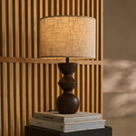 Kai Dark Brown Table Lamp with Sand Lampshade – Stylish, Handmade Lighting Tavellio