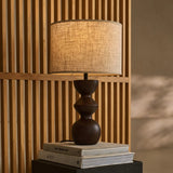 Kai Dark Brown Table Lamp with Sand Lampshade – Stylish, Handmade Lighting Tavellio