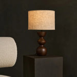 Kai Dark Brown Table Lamp with Sand Lampshade – Stylish, Handmade Lighting Tavellio