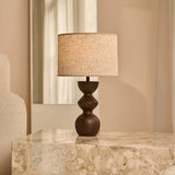 Kai Dark Brown Table Lamp with Sand Lampshade – Stylish, Handmade Lighting Tavellio