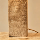 Rosie Travertine Lamp – Elegant Natural Stone with Cotton Shade Tavellio