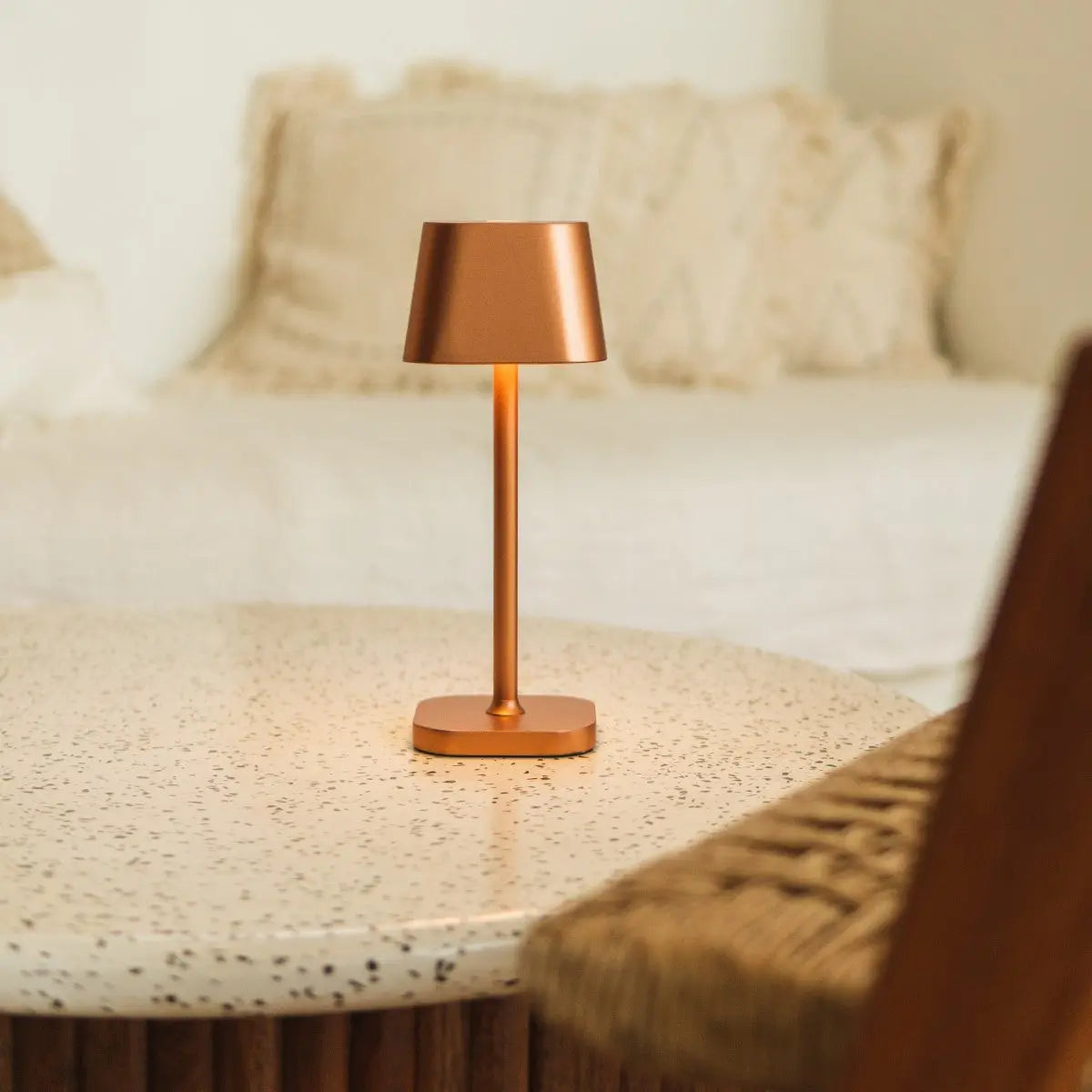 Ava Copper Rechargeable Table Lamp | Stylish, Cordless & Dimmable Tavellio