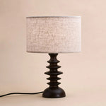 Bodhi Dark Brown Wooden Lamp with Beige Lampshade – Elegant Lighting for Any Room Tavellio