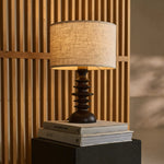 Bodhi Dark Brown Wooden Lamp with Beige Lampshade – Elegant Lighting for Any Room Tavellio