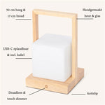 Noah light brown - Portable wooden rechargeable lamp Tavellio