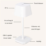 Ava White Rechargeable Table Lamp – Stylish, Cordless & Dimmable Lighting Tavellio